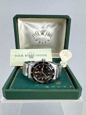 1954 Rolex Submariner Reference 6205 Original Tag. Stainless steel wristwatch (37mm), small 