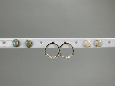 14K Yellow Gold Cultured Pearls and Opal Earrings. Opal post earrings marked CARLA 14KT weighs 