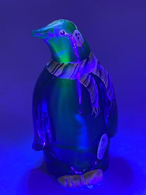 Fenton Cobalt Blue Glass Penguin Figurine. Fenton cobalt blue glass penguin figurine featuring 