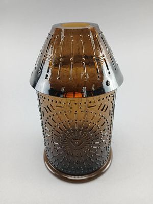 Viking Amber Glass Candle Holder Fairy Lamp. Amber-colored glass candle holder by Viking. 
