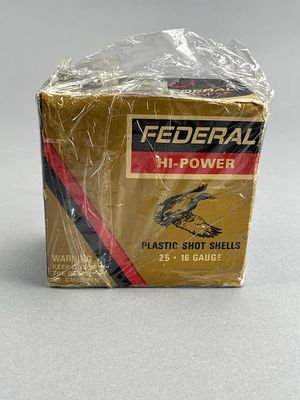 Federal 16ga Hi-Power Shells, 5 Rounds. One box of Federal Hi-Power Plastic Shot Shells in 16 