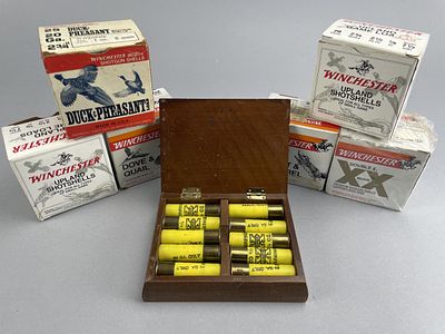 20ga Winchester Ammo Lot: 60 Rounds. A mixed lot of 20 gauge Winchester shotgun shells and 