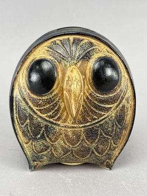Owl Ceramic Coin Bank, 5-Inch Handcrafted. Handcrafted owl-shaped ceramic coin bank featuring a 