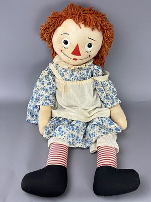 50" Vintage Raggedy Ann Cloth Doll. Large vintage Raggedy Ann cloth doll measuring approximately 