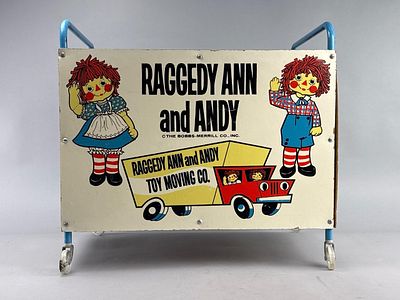 Raggedy Ann & Andy Toy Cart by Bobbs-Merrill. Vintage Raggedy Ann and Andy toy cart produced by 