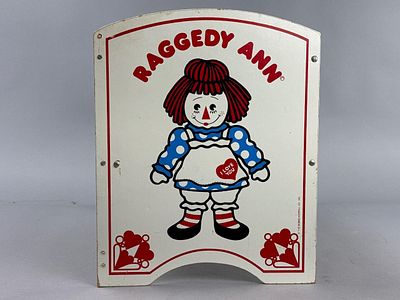 Raggedy Ann Wooden Doll Cradle. Vintage wooden doll cradle featuring Raggedy Ann artwork 