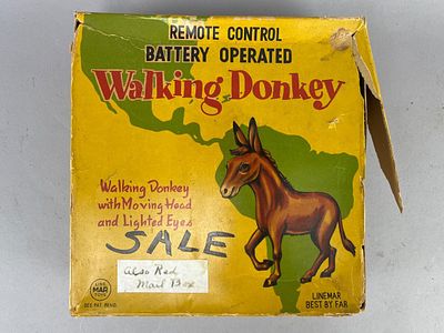 Linemar Walking Donkey Toy with Original Box. Linemar Toys battery-operated remote-control 