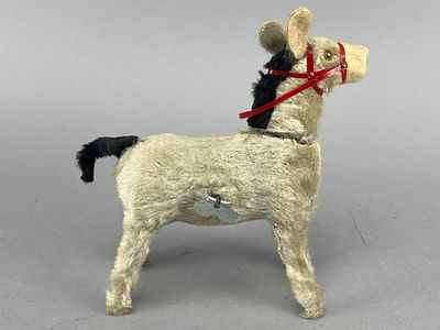 Vintage Japan Wind-Up Donkey Toy. Vintage wind-up donkey toy, marked 'Japan', with fabric fur 