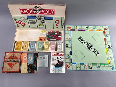 Lot of 2 Vintage Monopoly Board Games. Lot of two Monopoly board games, both manufactured by 