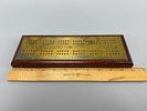 Vintage Cribbage Board W/ Camel Playing Cards. Vintage brass and wood cribbage board inches long Image - 4