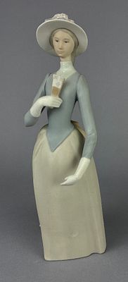 Lladro ‘Lady in Victorian Dress’ Figurine. Hand-painted porcelain figurine depicting a 