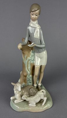 Lladro 4509 'Boy with Lambs' Figurine. Lladro porcelain figurine titled 'Boy with Lambs', model 