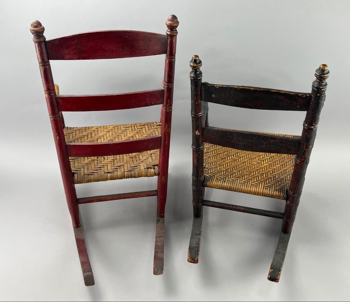 Lot 174 – Child’s Ladder-Back Rocking Chairs, Red and Black Painted ...