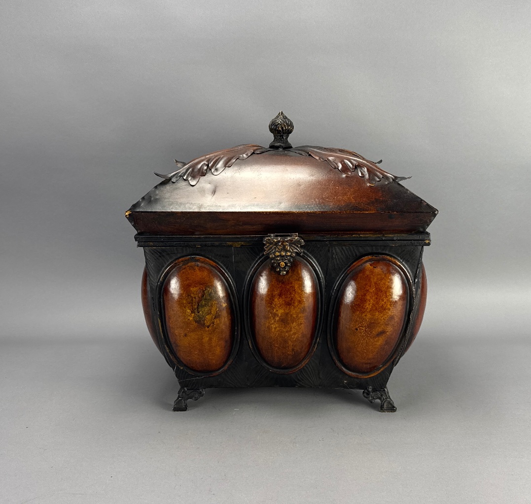 Lot 58 – Ornate Decorative Metal Container with Domed Lid and Grape ...
