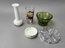 Group Lot: Hobnail Vase, Cartoon Tumbler, Bowl, Ashtray. Group lot of four collectible items Image - 1