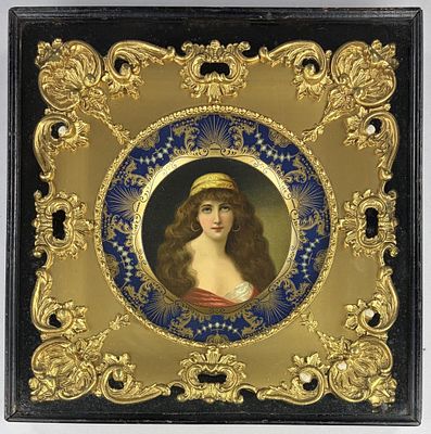 H. D. Beach Co. Tin Litho Vienna Art Plate 1905. Art Nouveau lithographed tin 10" round 