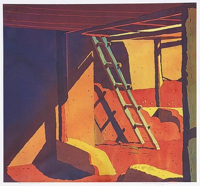 Mark Mehaffey (MICH. b. 1950) "Pueblo Shadows 3". Mark E. Mehaffey (Michigan, b. 1950) AWS 