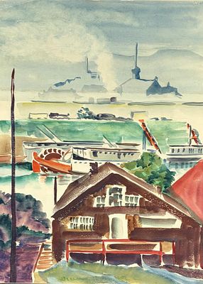 William Hentschel (OHIO 1892-1962) Watercolor. Attributed to William Ernst Hentschel (American 