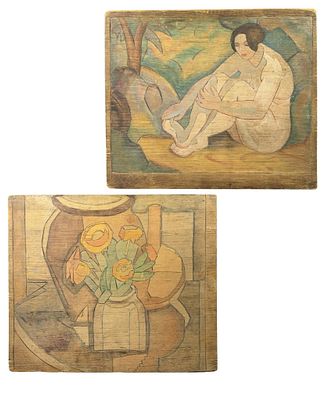 Flora Schofield (AM, 1871-1960) Painted Wood Block. Attributed to Flora Itwin Schofield (also 