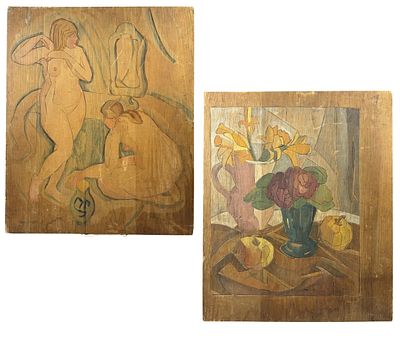 Flora Schofield (AM, 1871-1960) Painted Wood Block. Attributed to Flora Itwin Schofield (also 