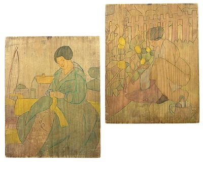Flora Schofield (AM, 1871-1960) Painted Wood Block. Flora Itwin Schofield (also known as Flora 