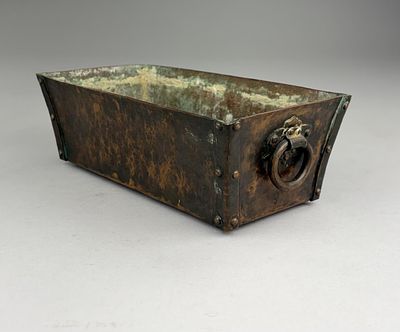 Arts & Crafts Hammered Copper Planter Early 20th C. Arts and Crafts planter, with riveted ring 