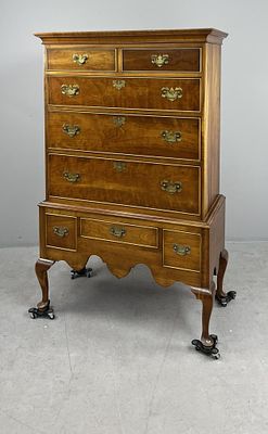 Stickley Queen Anne Style Cherry Highboy Chest. L. &amp; J.G. Stickley (Fayetteville, New York) 
