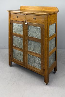 19th Century Country Pie Safe Punched Tin Panels. Antique American country pie safe, with two 