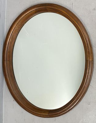 Oval Cherry Wall Hanging Mirror 26-1/4" x 34-1/4". Oval wall hanging mirror, cherry, 20th 