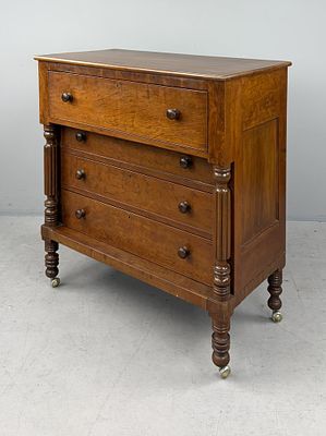 1830s American Empire Cherry Chest of Drawers. American Empire chest of drawers, with three 