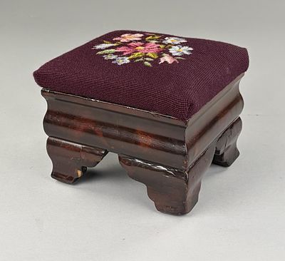 1830s American Empire Mahogany Footstool. American Empire footstool, mahogany, with later 