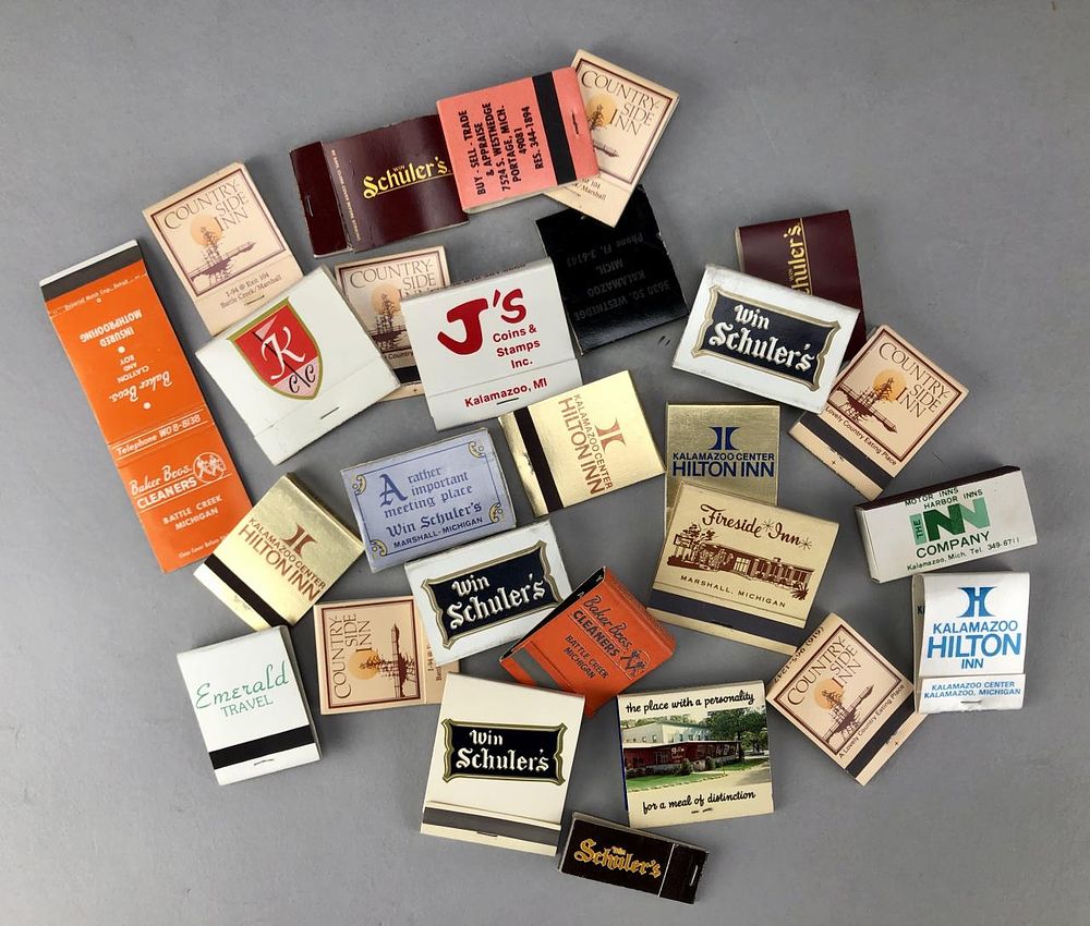 Kalazmazoo, Battle Creek, Marshall MI Matchbooks. Matchbooks from Battle Creek, Kalamazoo, and 