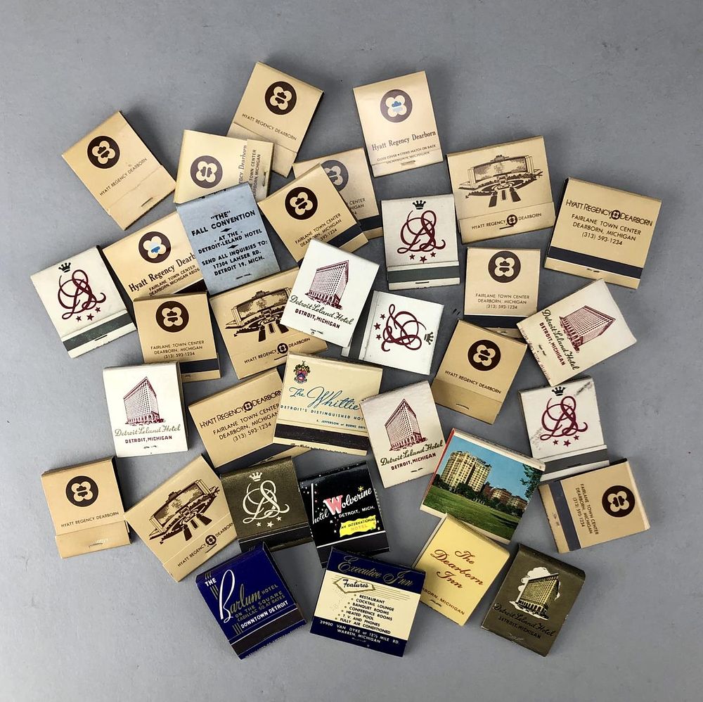 Detroit Hotel Matchbooks Whittier Leland Hyatt. Detroit Michigan hotel matchbooks, including 