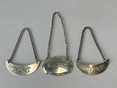 R & CO Sterling Liquor Labels Set for Port, Sherry, Scotch. Set of three liquor labels by R & CO 
