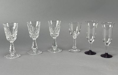 Waterford Stemware Glasses, Set of Six with Unmarked Pieces. Set of six stemware glasses 