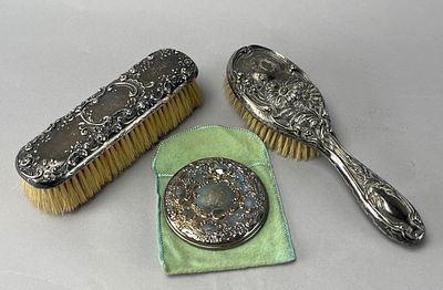 Towle Sterling Silver Hairbrush with Floral Design. Towle sterling silver hairbrush with ornate 