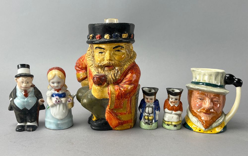 Marshall Taylor Ceramic Figures and Jug Set, Handpainted. Set of ceramic character figures and a 