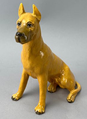 Mortens Ceramic Dog Figurine with Crackle Finish. Mortens ceramic Great Dane figurine featuring 