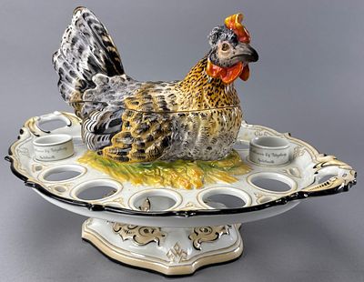 F&M Ceramic Chicken Serving Dish with Removable Lid, 14.5 inches long. F&M ceramic 