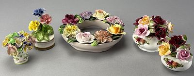 Royal Albert Old Country Roses Ceramic Flower Arrangements. Assorted ceramic flower arrangements 