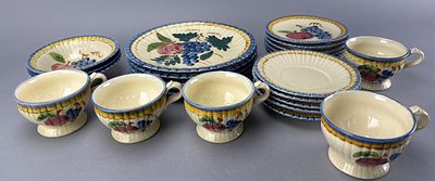 Estancia Pottery Handpainted Fruit Dinnerware Set, 9 inches. Set of hand-painted ceramic plates 