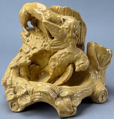 Beswick Pottery Ceramic Animal Relief, Yellow Glaze. Beswick Pottery ceramic decorative piece 