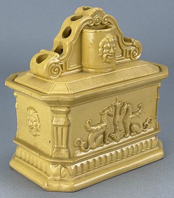 Beswick Yellow Ware Pen Holder, Marked 'AT 18', 6 inches long. Beswick yellow ware pen holder 