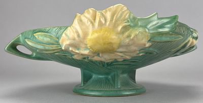 Roseville Art Pottery Vase, Floral Decoration. Roseville art pottery vase with floral decoration 