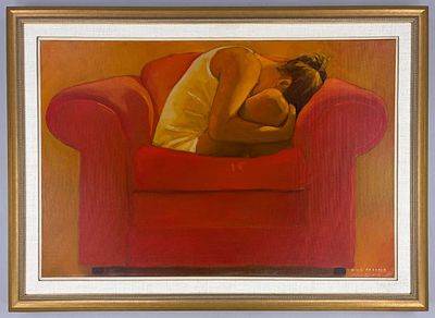 Nick Kosciuk (AM, b. 1964) "Warmth of the Red Chair" Oil Painting. Nick Kosciuk (American, b. 