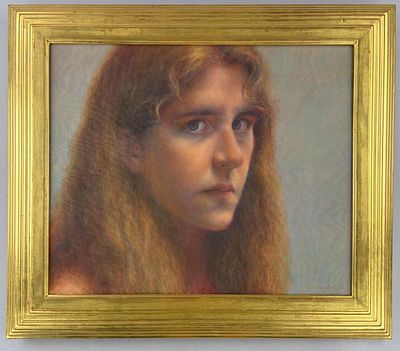 Jennifer Leslie Vaughn (Ohio b. 1959) 1982 Self Portrait Oil Painting. Jennifer Leslie Vaughn 
