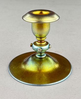 Steuben Gold Aurene Candle Holder #6384 Circa 1910-1920 - 3-3/4" (H). Steuben Glass (Corning 