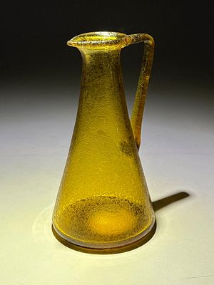 1950s Italian Murano Corroso Amber Glass Water Pitcher 13" (H). Italian Murano glass Mid Century 