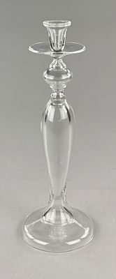 1920s Monumental Art Deco Blown Clear Glass Baluster Form Candlestick. Single monumental Art 