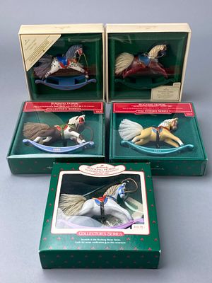 Set of 5 Rocking Horse Collector's Series Ornaments. Set of five boxed rocking horse ornaments 